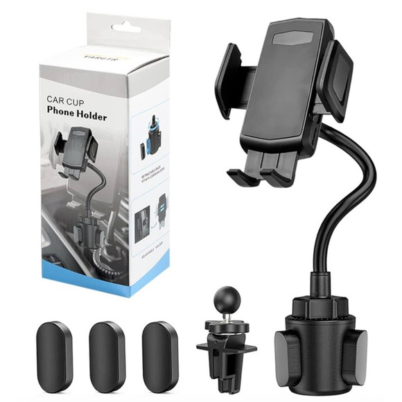 2 n 1 Phone Mount Cup Holder Adjustable Gooseneck Cup Holder - Picture 1 of 2